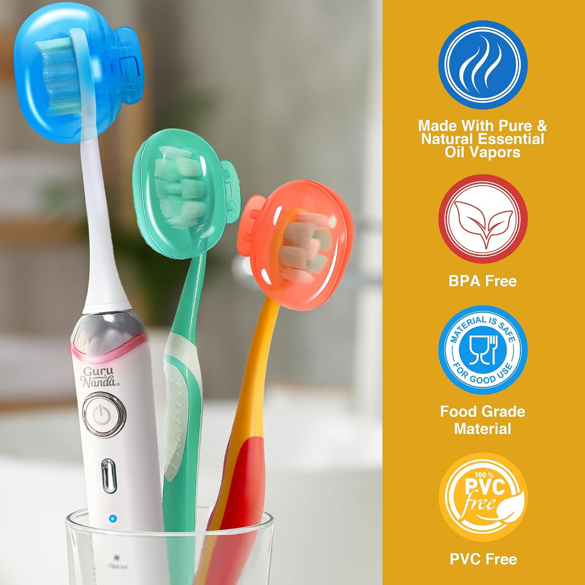 GuruNanda Brush Pods Manual & Electric Toothbrush Covers, 6 ct
