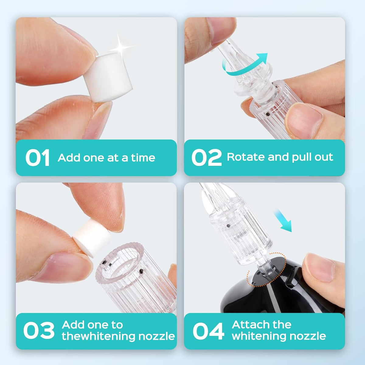 COSLUS Whitening Water Flosser Replacement Tips with 60 Pcs Mint Refills