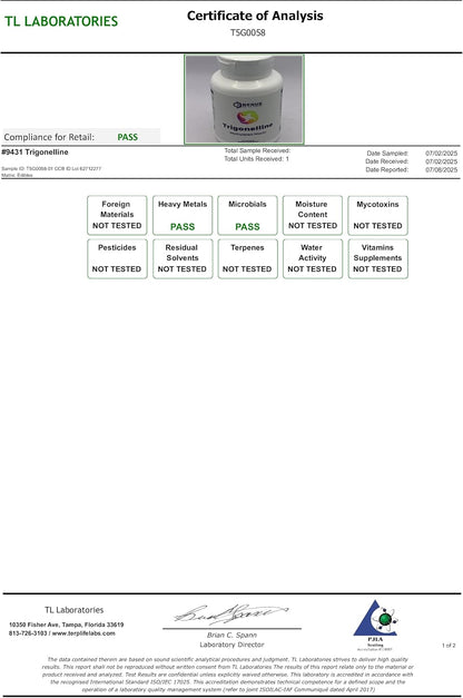 Renue By Science Trigonelline | High Strength Trigonelline TRG Methylated Niacin - 250mg Trigonilline Supplement Capsules | Non-GMO | Made in the USA & Third-Party Tested