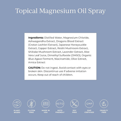 CYMBIOTIKA Topical Magnesium Oil Spray for Body, USA Made, Supplement for Leg Cramps, Muscle, Joint Health & Sleep Support, Includes Magnesium Chloride, Lavender Extract, Aloe Vera - Skin Applicator
