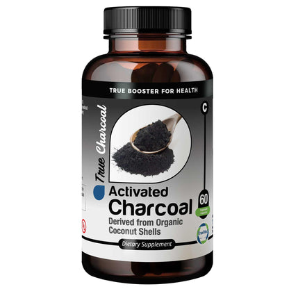TRUEMED Activated Charcoal - 1200 mg - 60 Capsules - from Organic Coconut Shells