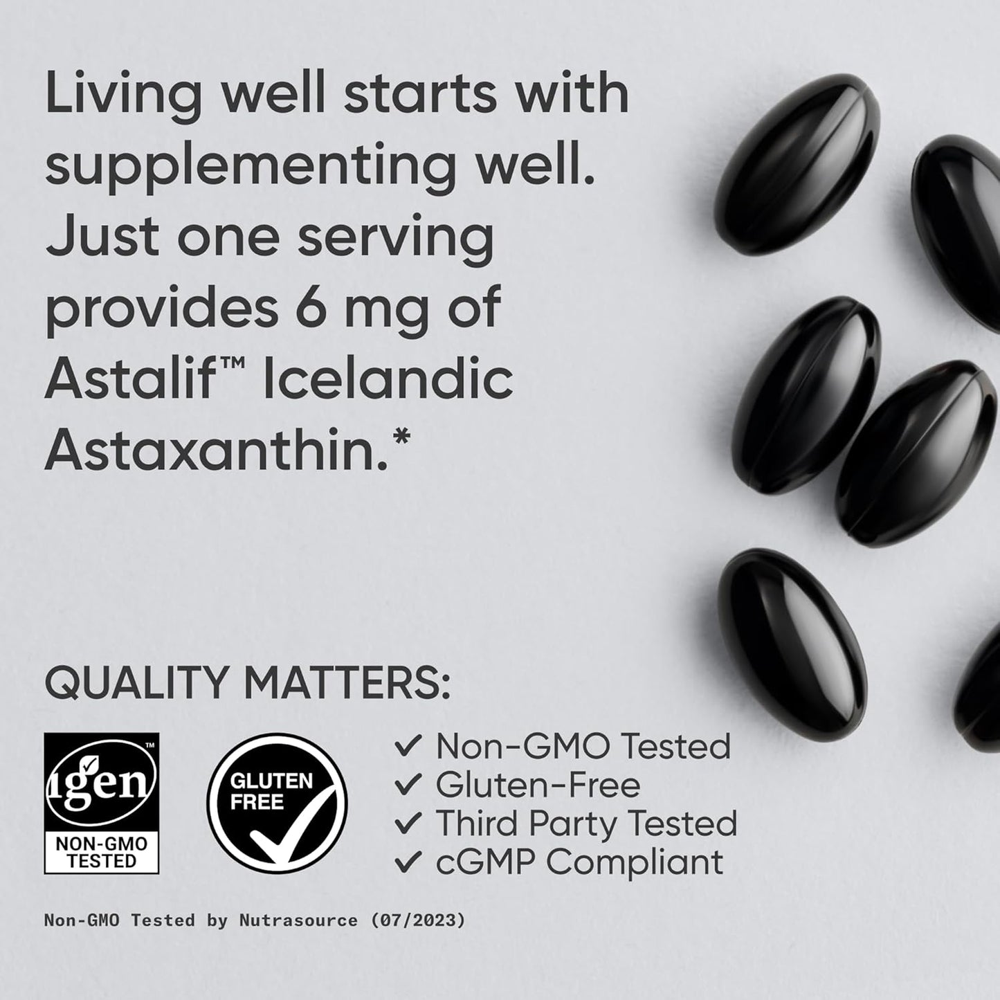 Sports Research® Icelandic Astaxanthin 6mg with Organic Coconut Oil - Antioxidant Supplement for Skin & Eye Health - Soy Free · Non-GMO · Gluten Free - 120 Softgels