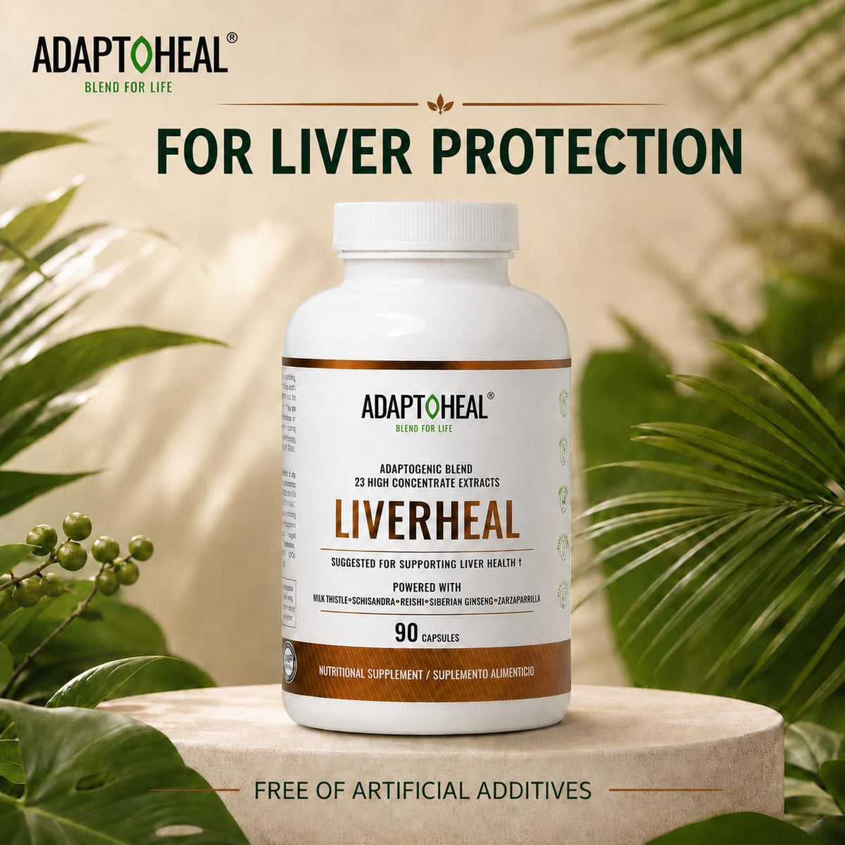 ADAPTOHEAL Liverheal Liver Support Milk Thistle, Turmeric (180 Caps)