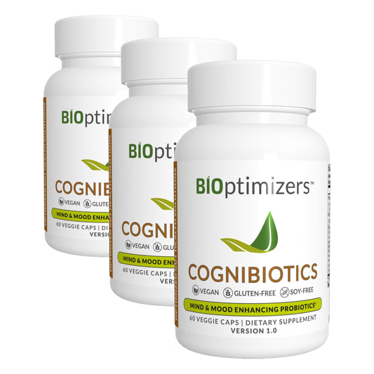 BIOptimizers Cognibiotics Probiotic Brain Supplement - Helps Support Mood, Better Focus, Memory, Mental Clarity - 60 Capsules