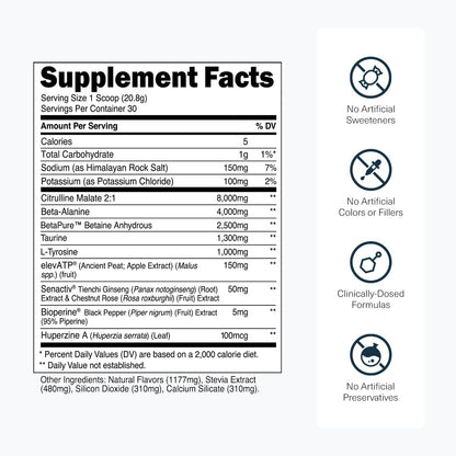 Transparent Labs Stim-Free Pre-Workout Powder (30 Servings, Strawberry Lemonade) & Hydrate Electrolytes Powder (40 Servings, Peach Mango)
