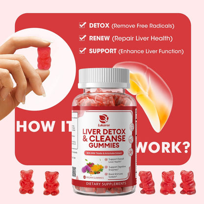 2 Pack Lukaree Liver Cleanse Detox & Repair Gummies w/Artichok & Dandelion | Sugar-Free Milk Thistle Supplement for Digestion & Immunity - Herbal Liver Health Supplement for Men & Women- Vegan, 60 Count