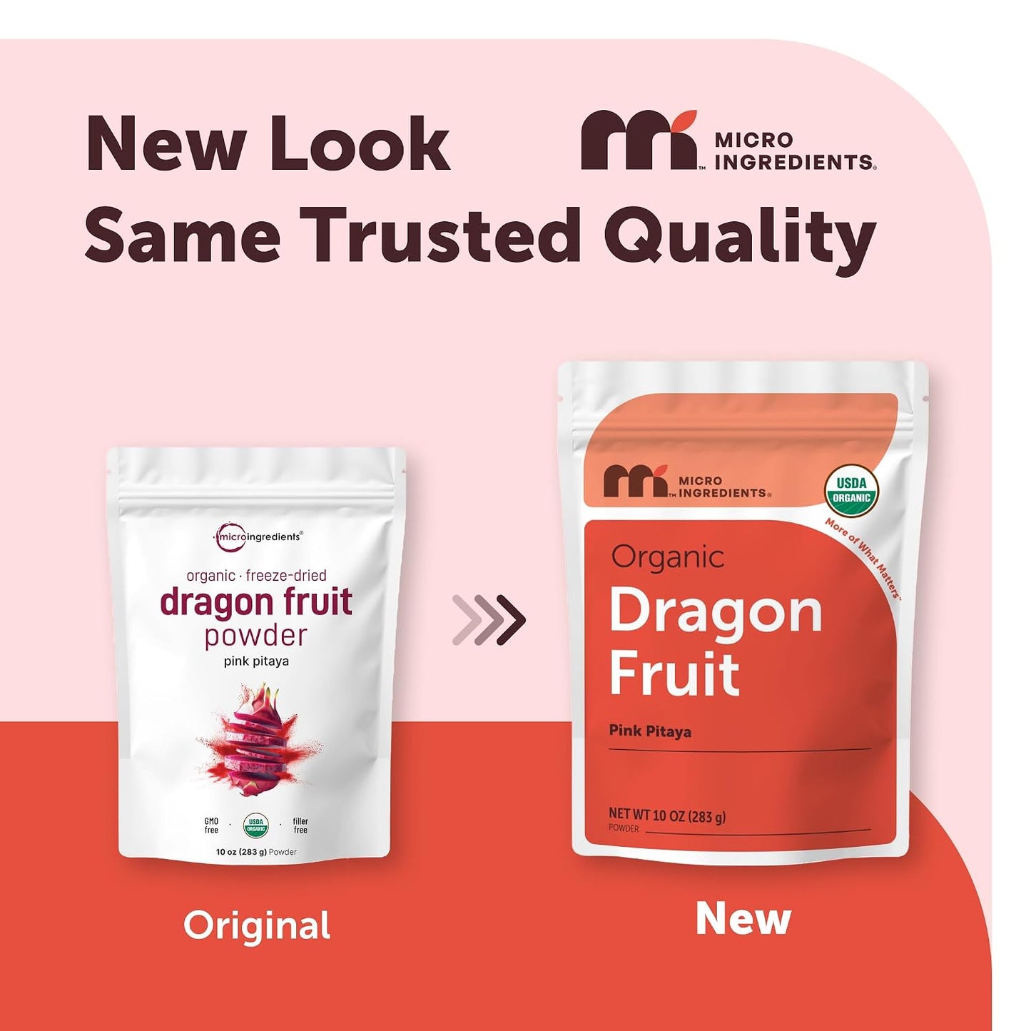 Micro Ingredients Organic Dragon Fruit Powder, 10oz | Natural Fruit Flavor | Freeze-Dried Pink Pitaya Source | No Sugar & Additives | Great for Drinks, Smoothie, & Beverages | Non-GMO & Vegan Friendly