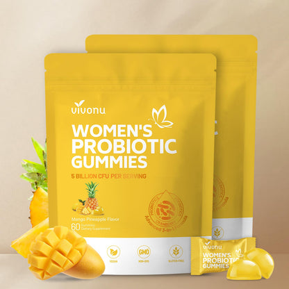 VivoNu Pineapple Gummies for Women Ph, Women Probiotic Gummies, Feminine Balance Gummy, Mango Pineapple Viginal Probiotics for Woman Vaginigal Health, Yeast Ph Balance