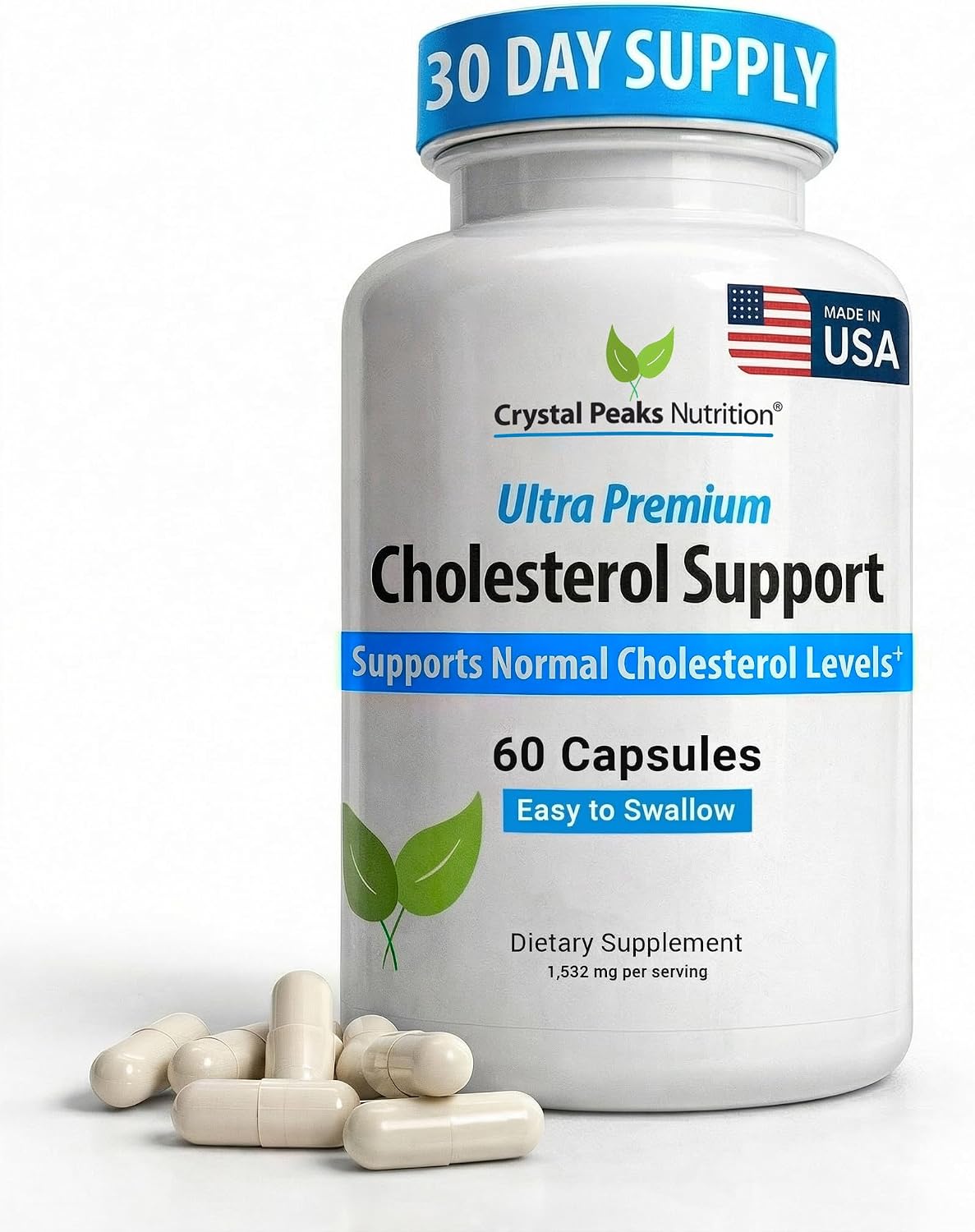Cholesterol Supplement - All-Natural Ingredients to Support Normal Colesterol Levels. Supports Optimal Circulation. 60 Capsules