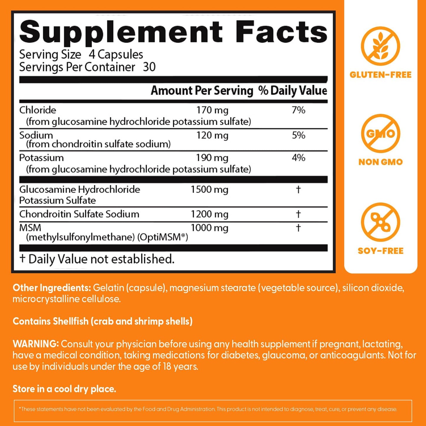 Doctor's BEST Glucosamine Chondroitin MSM - Joint Health Support Supplement for Women & Men, Nutritional Support for Joint Strength, Hair, Skin, & Nails, Gluten Free, Non GMO - 240 Capsules