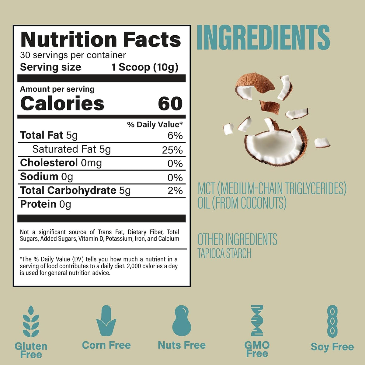 BUBS Naturals MCT Oil Powder - Premium MCT Oil & Keto Coffee Creamer - Vegan & Paleo Friendly - Healthy Coconut Fats + Low Carb - Dairy-Free Energy Source for Shakes, Smoothies & Baking (10.6 oz)