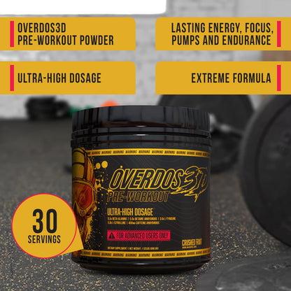 OVERDOS3D Pre-Workout Powder | Ultra-High Dosage | for Advanced Users ONLY