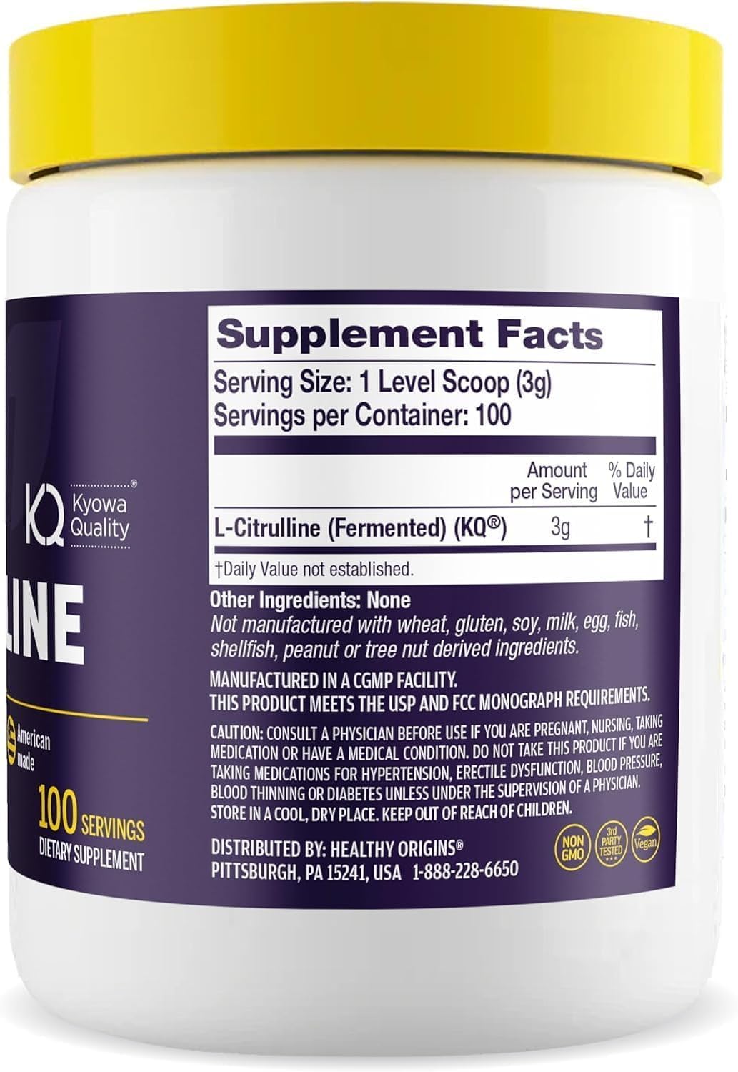 Healthy Origins L-Citrulline Powder, 2,000 mg per Serving, 300g