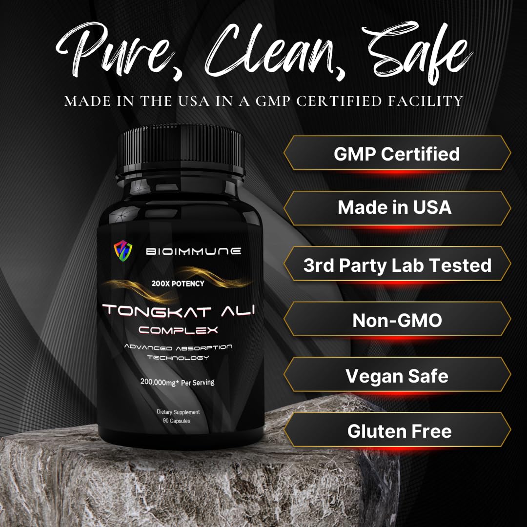 BioImmune Longjack Tongkat Ali Ultra Concentrated Purified Extract Capsules | Strength Muscle Mass, Drive, Performance