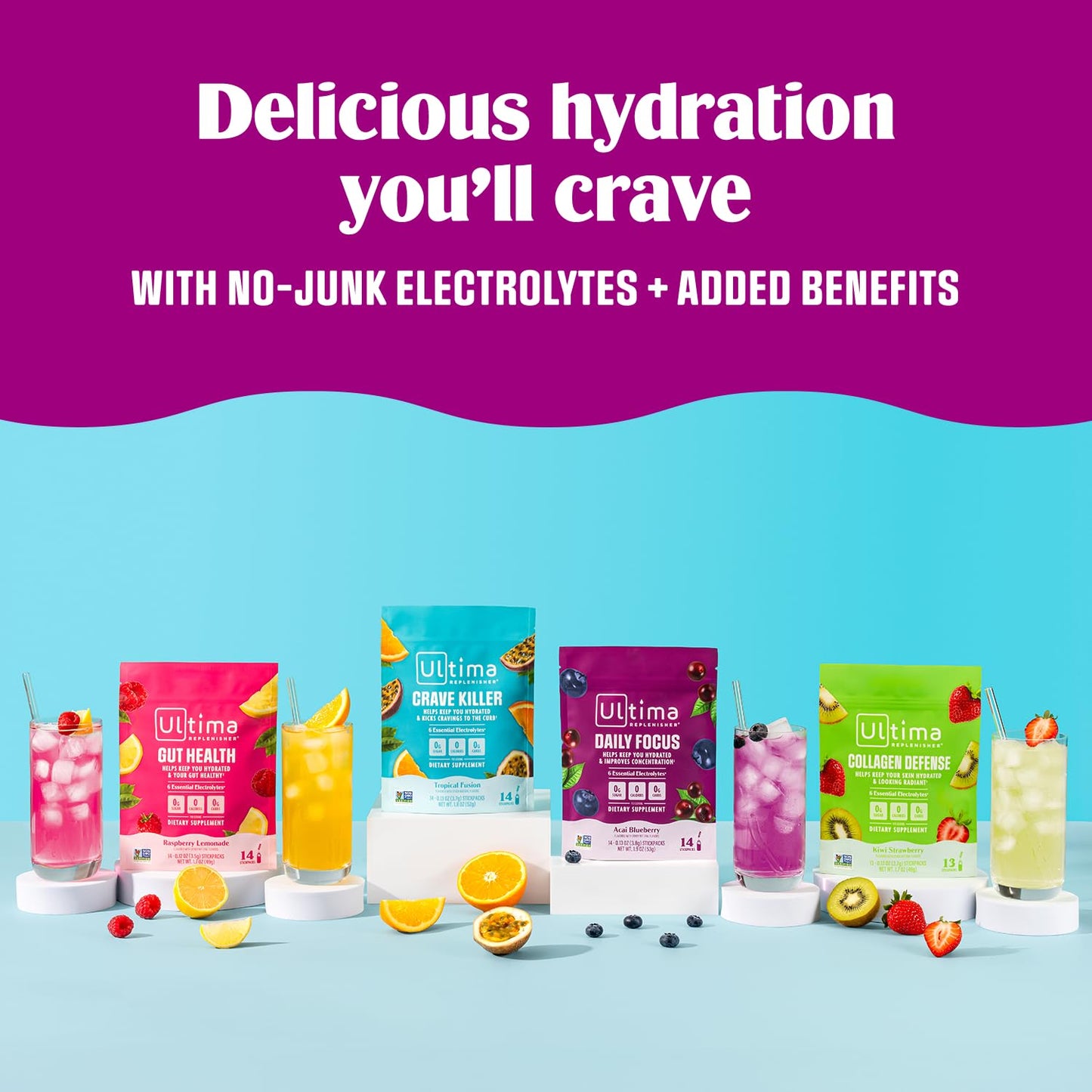 Ultima Replenisher Electrolyte Powder Drink Mix Bundle – Sugar Free – Variety, Gut Health – 20 Stickpacks, 14 Stickpacks – 6 Electrolytes and Minerals – Keto Friendly, Vegan, Non-GMO