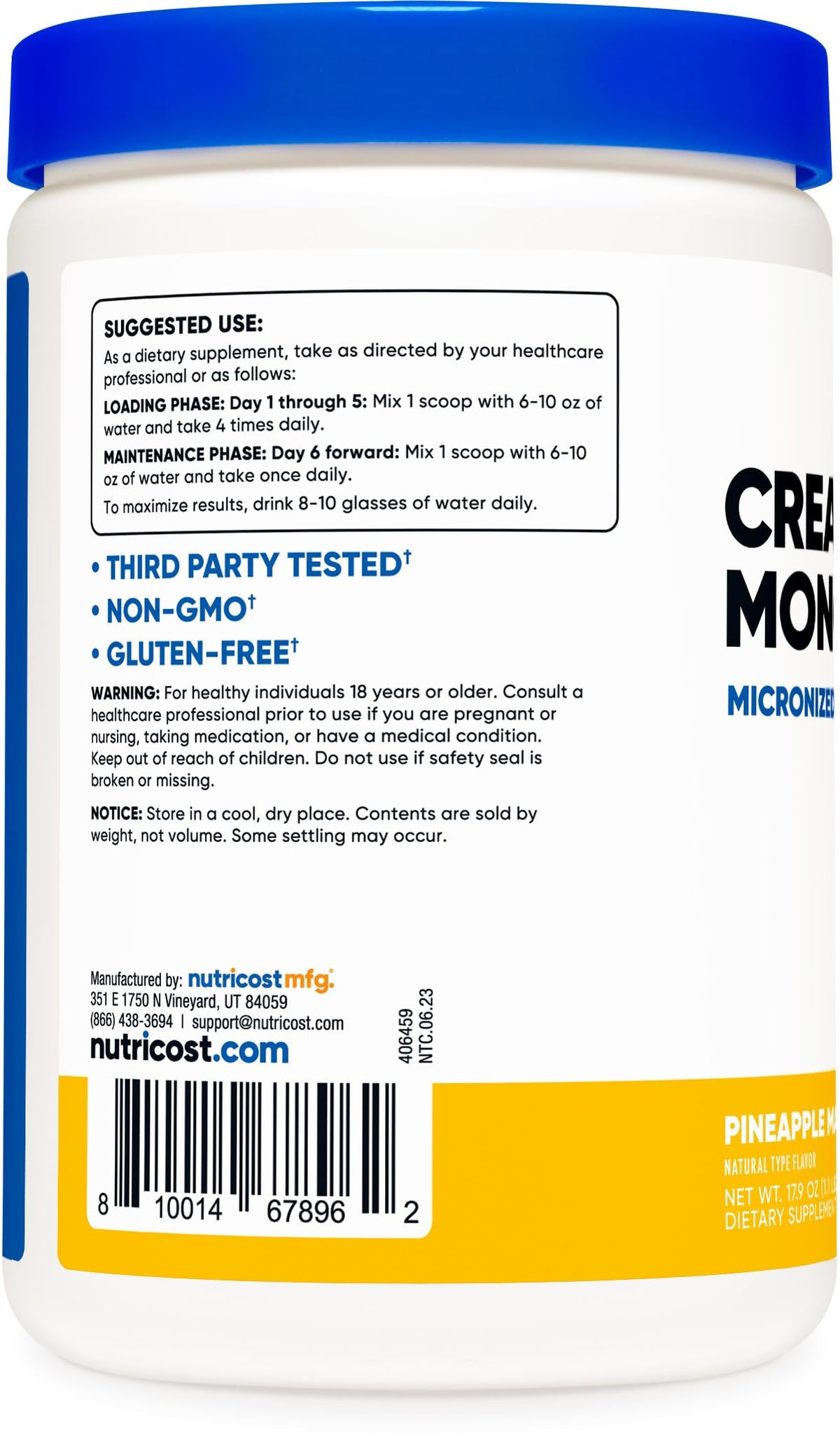 Nutricost Creatine Monohydrate Powder (Pineapple Mango, 500 Gram) - Micronized