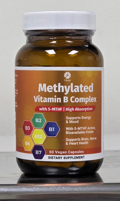1 Body Methylated Vitamin B Complex, 5-MTHF & Methyl B12, 60 Capsules