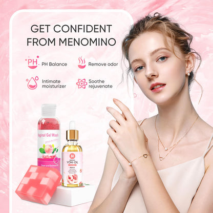 Feminine Wash & Yoni Oil & Yoni Soap Bar Set for Women, 1 Fl.Oz Natural Feminine Oil, Feminine