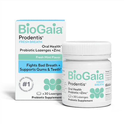 BioGaia Prodentis Fresh Breath Oral Probiotics for Bad Breath & Halitosis | + Zinc to Neutralize Odors | Promotes Healthy Gums & Teeth | 30 Dental Probiotic Lozenges | Dental Hygienist-Recommended