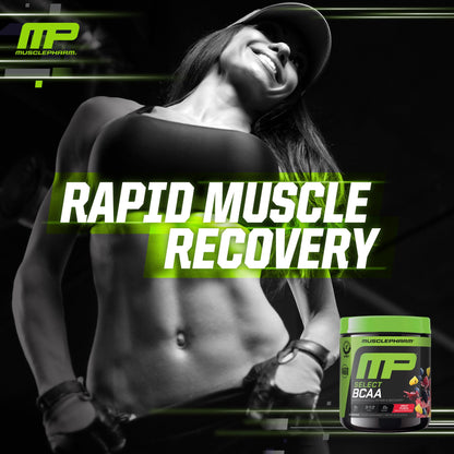 MusclePharm Essentials BCAA Powder, Pre & Post Workout Recovery Drink, Supports Muscle Recovery & Energy, Essential Amino Acids, 30 Serv, Fruit Punch