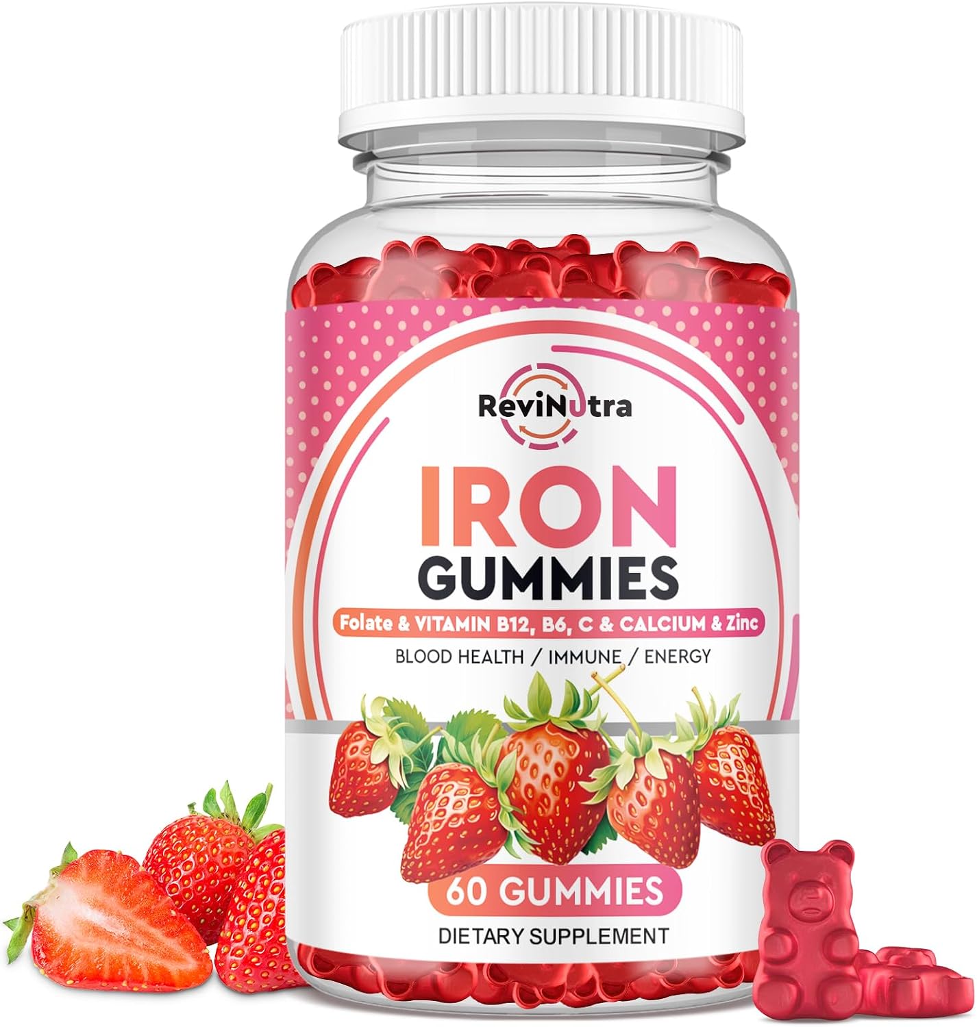 Iron Gummies Supplement for Adults & Kids | Calcium Potassium Magnesium Gummies | Bundle