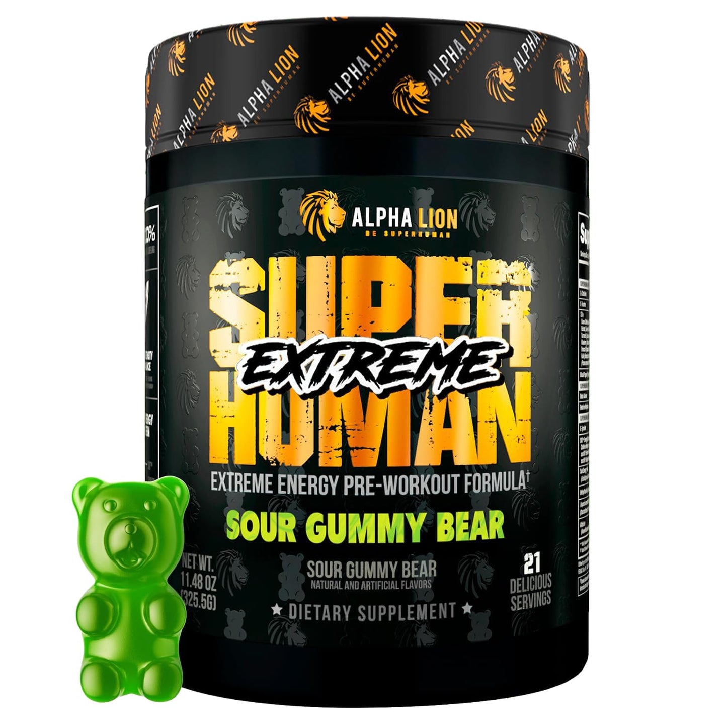 ALPHA LION Superhuman Extreme High Stim Pre Workout Powder, Beta Alanine, L-Taurine & 356mg Tri-Source Caffeine for Sustained Energy, Nitric Oxide & Citrulline for Pump (21 Servings, Slaughtermelon)