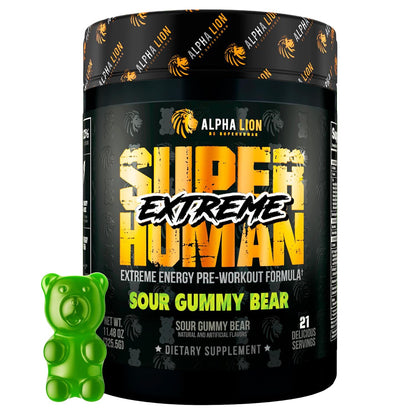 ALPHA LION Superhuman Extreme High Stim Pre Workout Powder, Beta Alanine, L-Taurine & 356mg Tri-Source Caffeine for Sustained Energy, Nitric Oxide & Citrulline for Pump (21 Servings, Slaughtermelon)