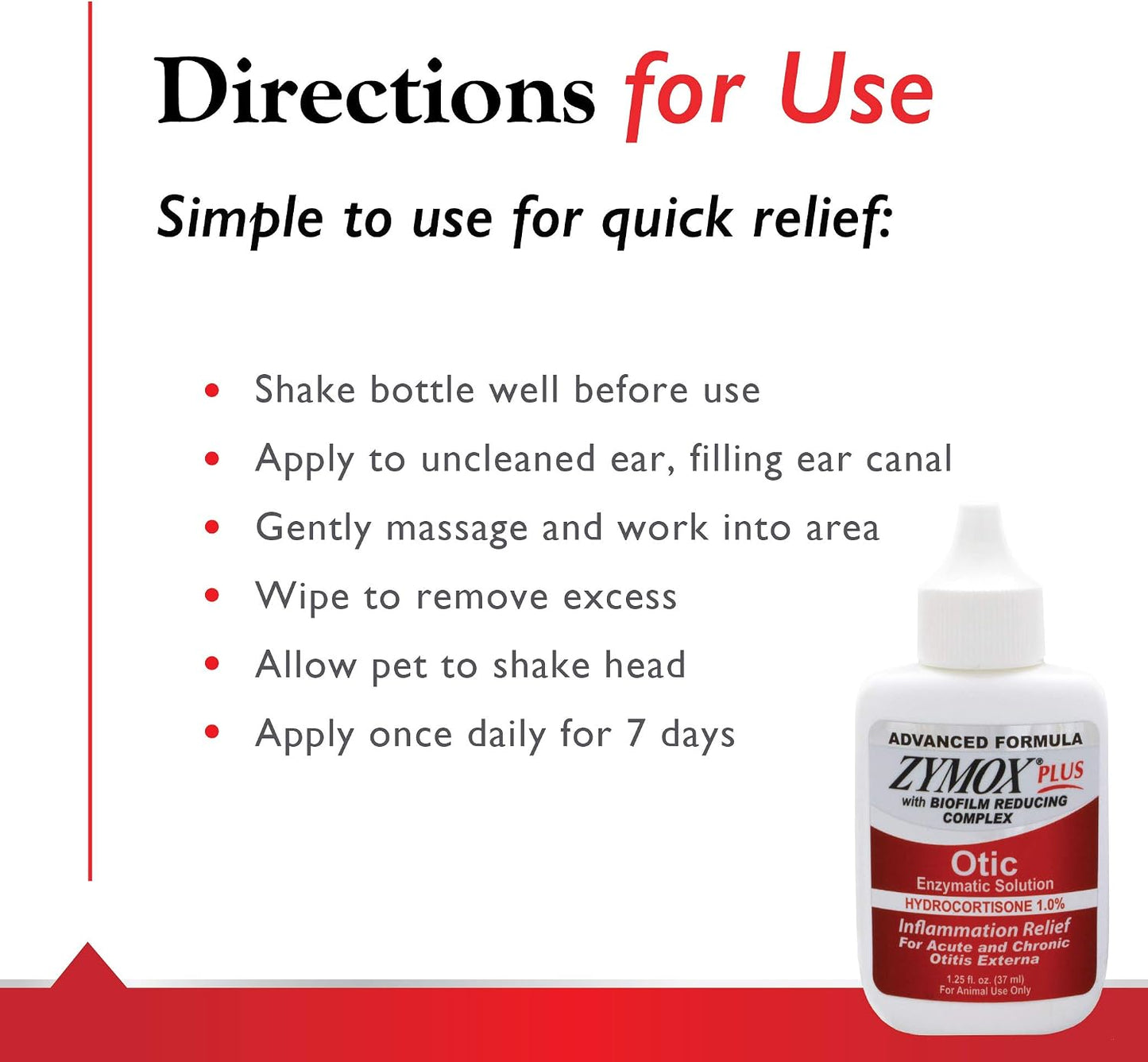 Zymox Advanced Formula Otic Plus Enzymatic Ear Solution for Dogs and Cats | with 1% Hydrocortisone, 1.25oz
