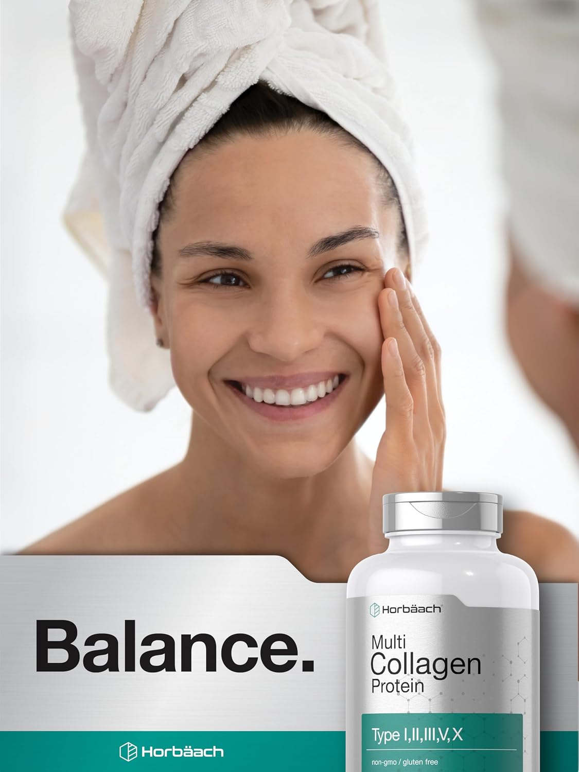 Horbäach Multi Collagen Protein 2000 mg | 180 Capsules | Type I, II, III, V, X | Keto & Paleo Friendly | Non-GMO, Gluten Free Supplement