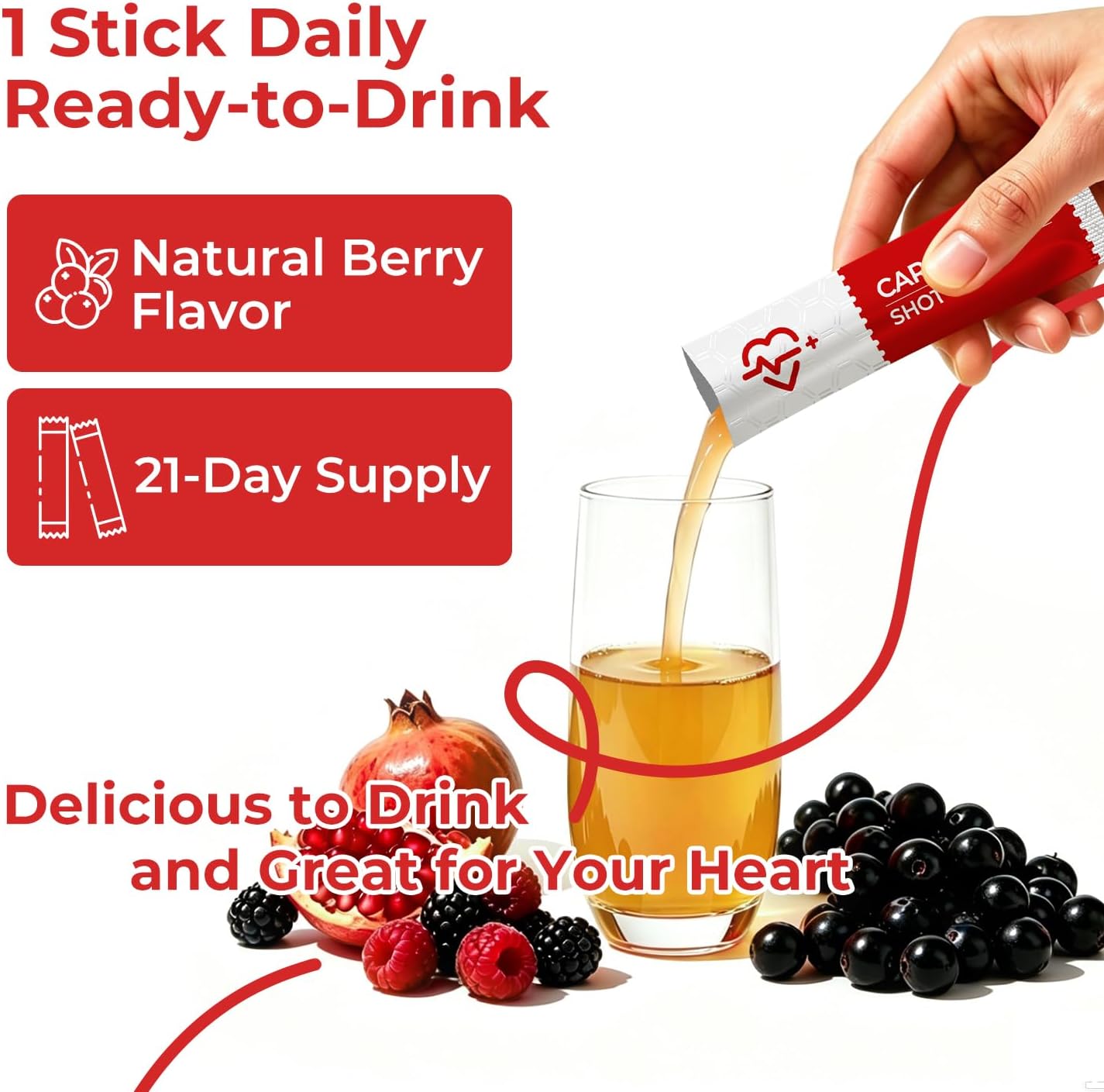 OxyEnergy Heart & Vascular & Blood Pressure Health Liquid Supplement | Nitric Oxide, Beet Root & CoQ10 & Olive & Resveratrol, Non-GMO, Natural Berry Flavor 21 Stick Packs