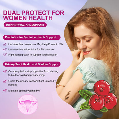 OMOGS Women's Probiotic,with Cranberry Extract and Organic Prebiotics,90 Billion CFUs