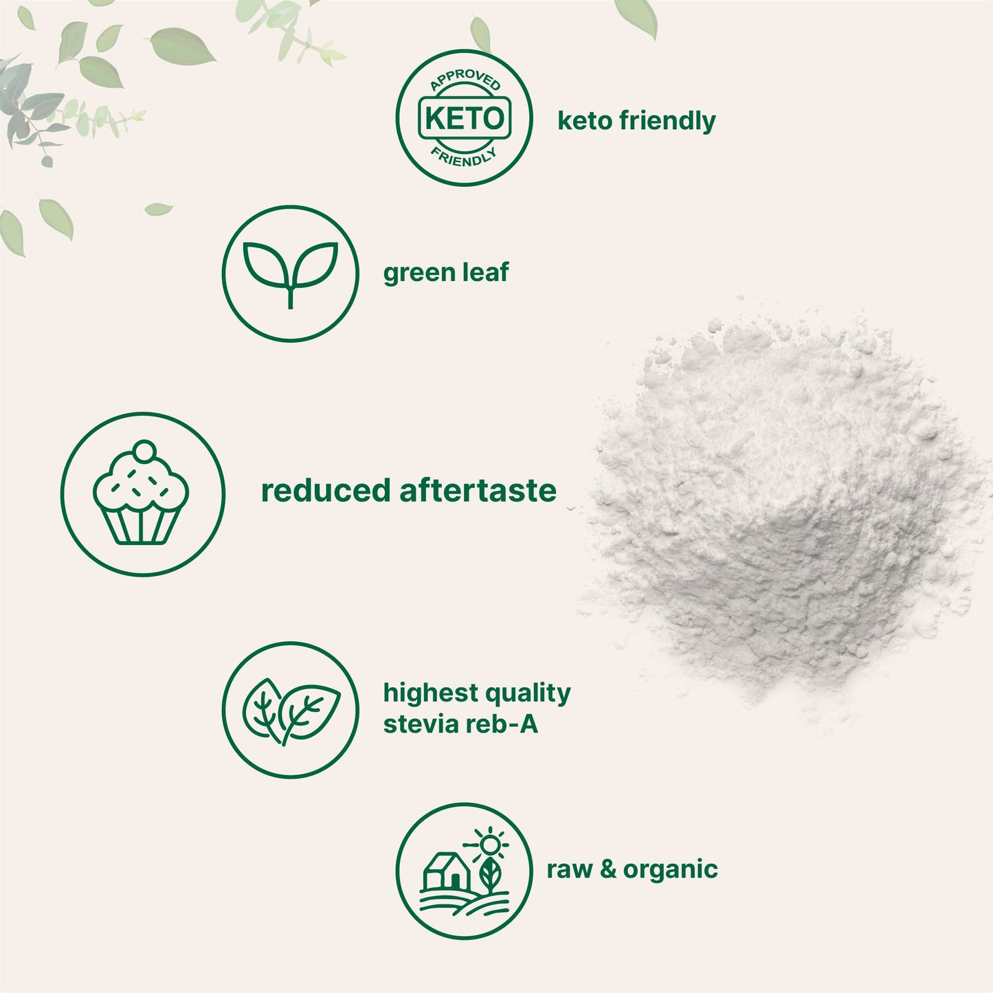 Micro Ingredients Pure Organic Stevia Powder, 8 Ounces, 1418 Serving, Highest Grade Green Leaf Extract Reb-A, Reduced Bitter Aftertaste, 0 Calorie, Natural Sweetener, Sugar Alternative, Keto Friendly