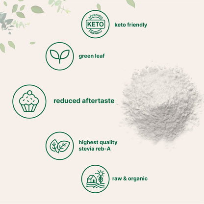 Micro Ingredients Pure Organic Stevia Powder, 8 Ounces, 1418 Serving, Highest Grade Green Leaf Extract Reb-A, Reduced Bitter Aftertaste, 0 Calorie, Natural Sweetener, Sugar Alternative, Keto Friendly