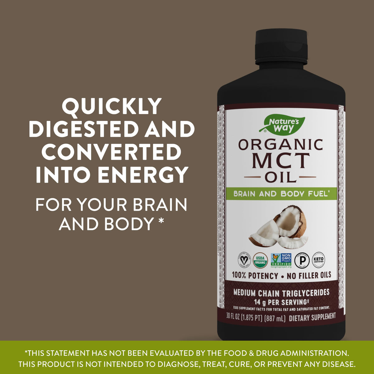 Nature's Way MCT Oil, Brain and Body Fuel from Coconuts*; Keto Paleo Certified