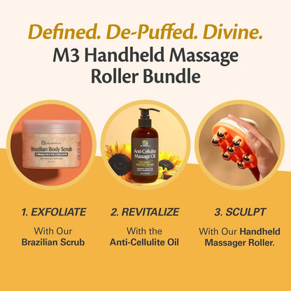 Lymphatic Drainage Roller for Body Sculpting & Cellulite, Orange by M3