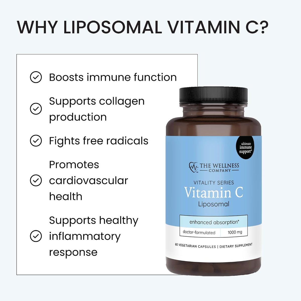 Liposomal Vitamin C - Enhanced Absorption Formula for Immune Support, 60ct