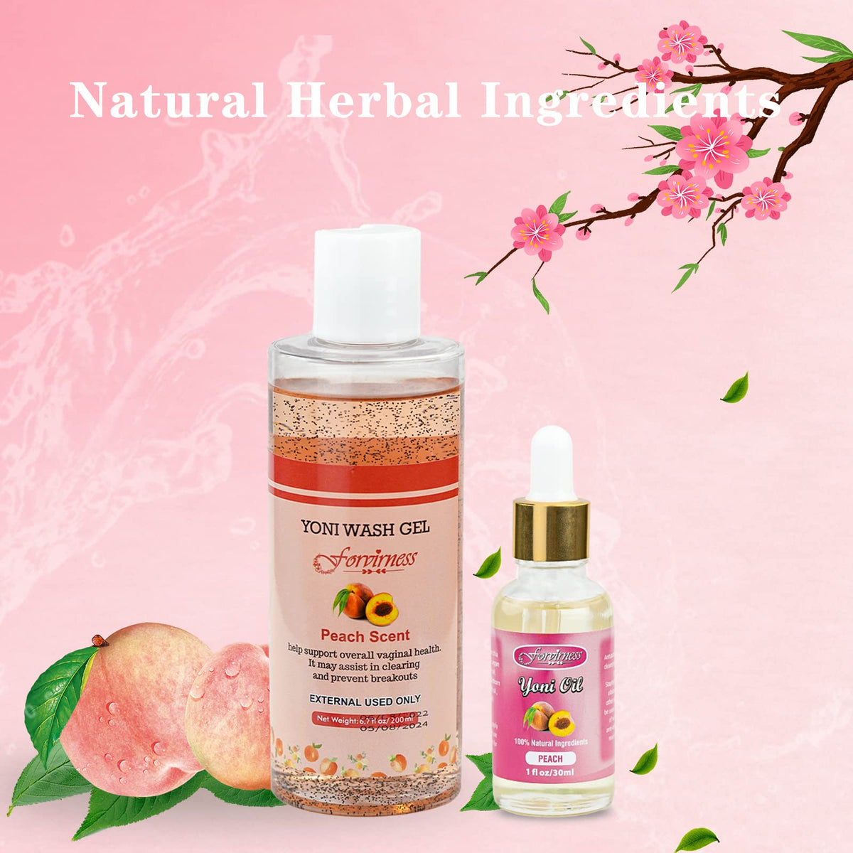 forvirness Feminine Wash & Natural Yoni Oil Set - Cleanse, Remove Odor, pH Balance for Women