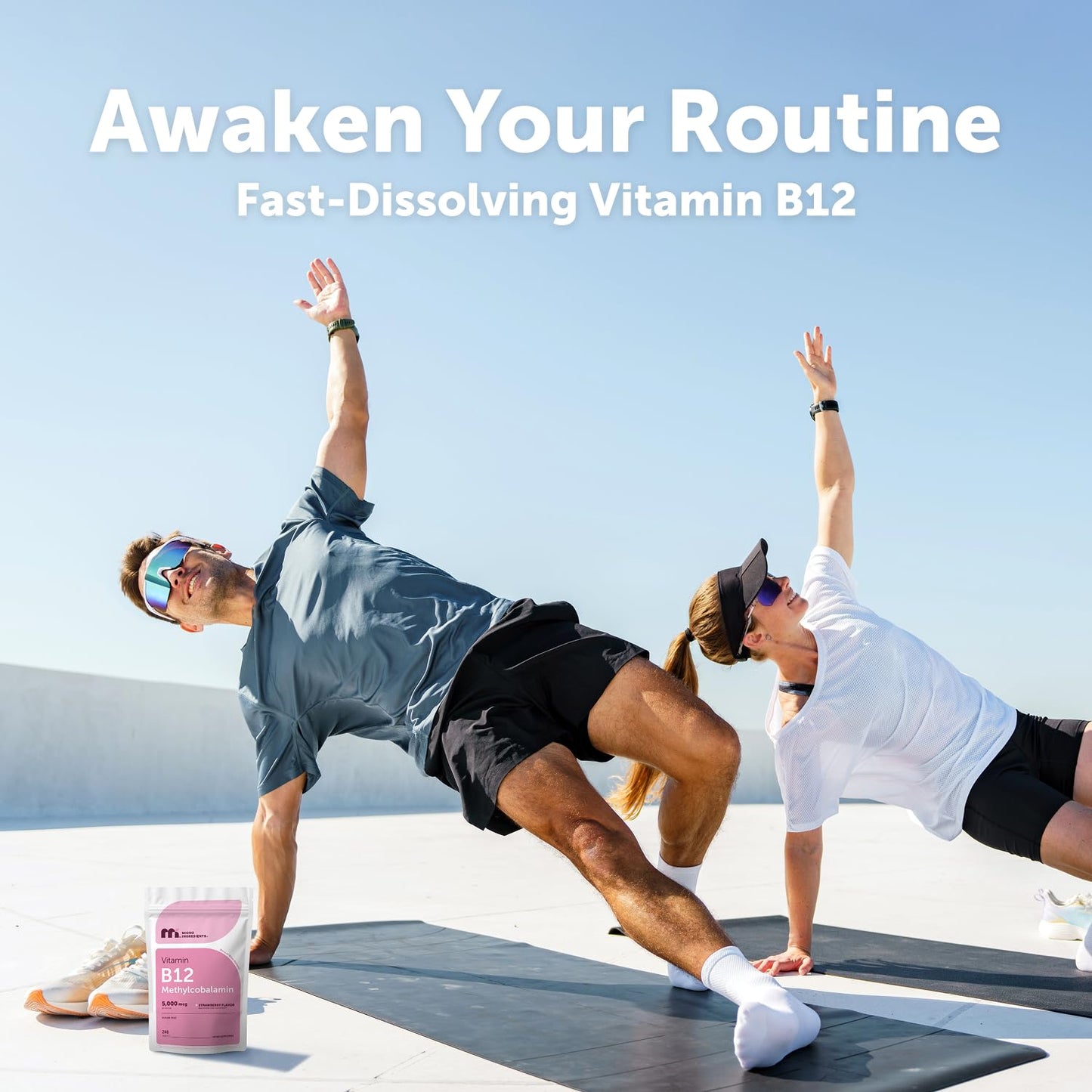 Micro Ingredients Vitamin B12 5,000 mcg | Methylcobalamin – 240 Chewable Tablets | Fast Dissolve, Natural Strawberry Flavor | Vegan, Non-GMO, Gluten Free - 1`