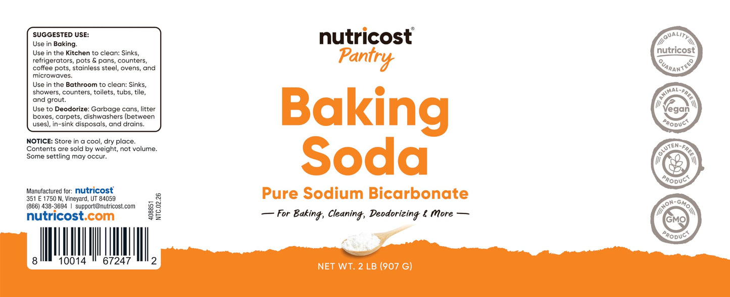 Nutricost Pantry Baking Soda (2 LBS) - For Baking, Cleaning & Deodorizing