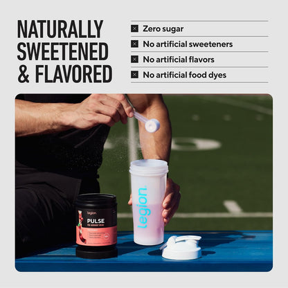LEGION Pulse Pre Workout Supplement Packets - All Natural Nitric Oxide Preworkout Drink to Boost Energy, Creatine Free, Naturally Sweetened, Beta Alanine, Citrulline, Alpha GPC (Fruit Punch)