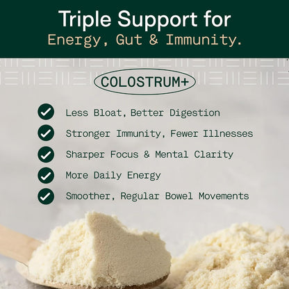 Adapt Naturals Colostrum Supplement (2500mg) with Lactoferrin & Beta-Glucan | Bio-Avail Grass Fed Bovine Colostrum Powder for Gut Health, Immune Support & Vitality, Non-GMO, Unflavored - 30 Day Supply