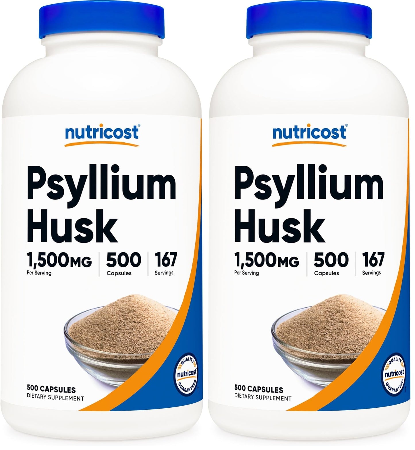 Nutricost Psyllium Husk 1500mg Per Serving, 500 Capsules - Non-GMO & Gluten Free