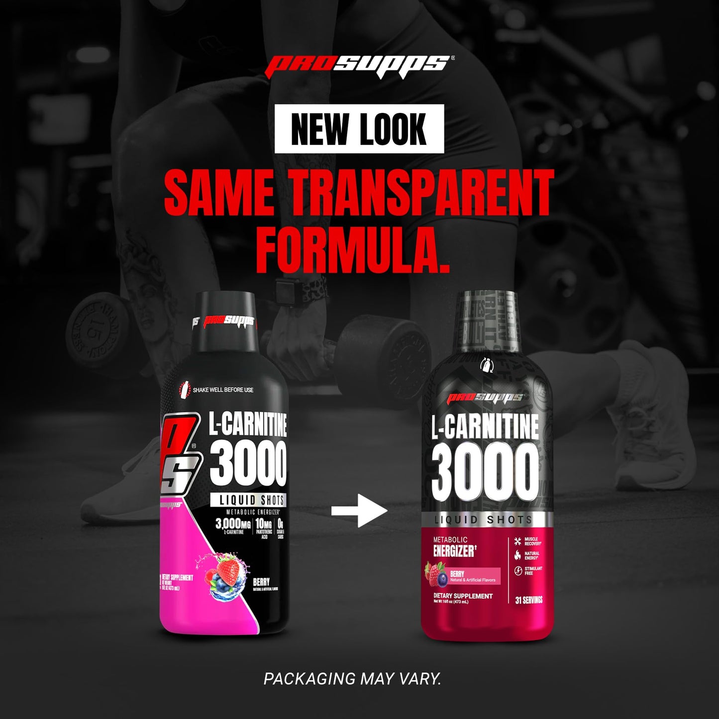 ProSupps L-Carnitine Liquid 3000, Stimulant-Free Liquid Shots for Men & Women - Clean Workout Drink for Energy, Performance & Muscle Recovery - No Sugar, No Carbs - 31 Servings, Berry