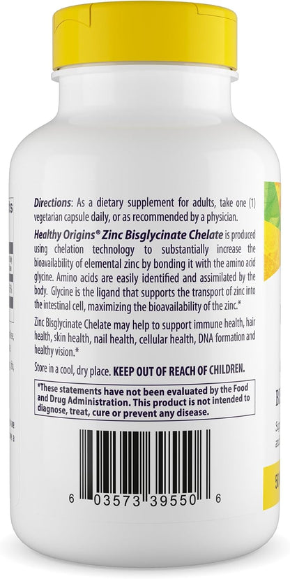 Healthy Origins Zinc Bisglycinate Chelate 50 mg, 120 Veggie Caps