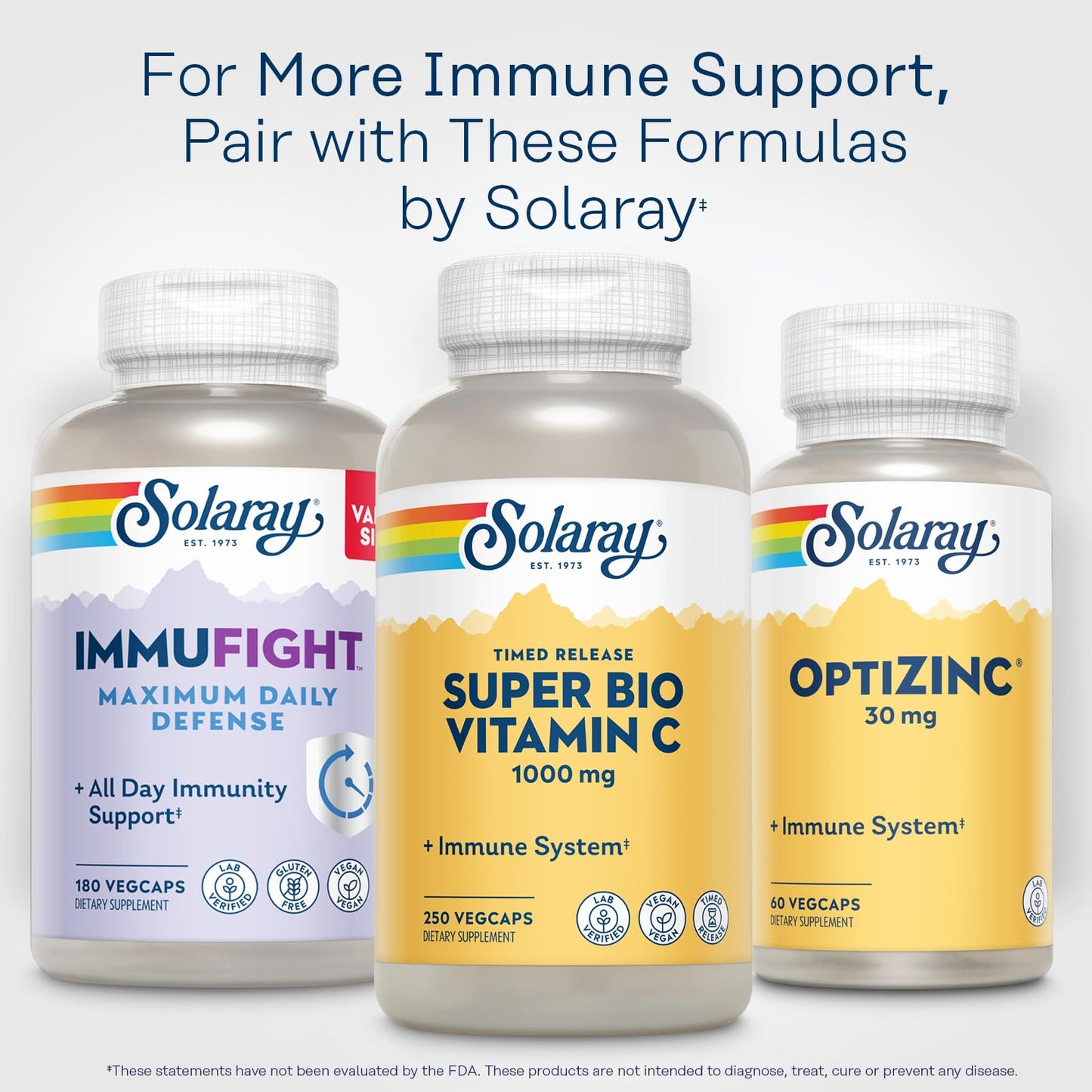 SOLARAY Super Bio Vitamin C 1000mg, Buffered, Two-Stage Timed Release with Bioflavonoids, Immune Support Supplement, High Absorption, Vegan, 60-Day Guarantee – 250 VegCaps