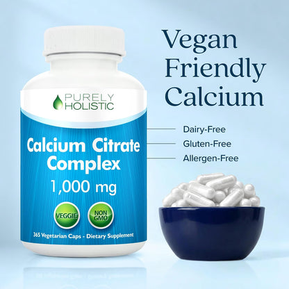 Calcium Citrate 1000mg, Bone & Teeth Support, Dr-Formulated | High-Absorption Cal Complex, Third-Party Tested, 3 Month Supply, Calcium Supplements for Women & Men, 365 Capsules