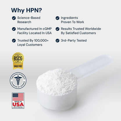HPN C2 Creatine Monohydrate for Performance, Recovery, Strength, Working Out, Vegan, Non-GMO, Dairy and Soy Free, Independently Tested, Ultrapure Premium Creapure (100 Servings)