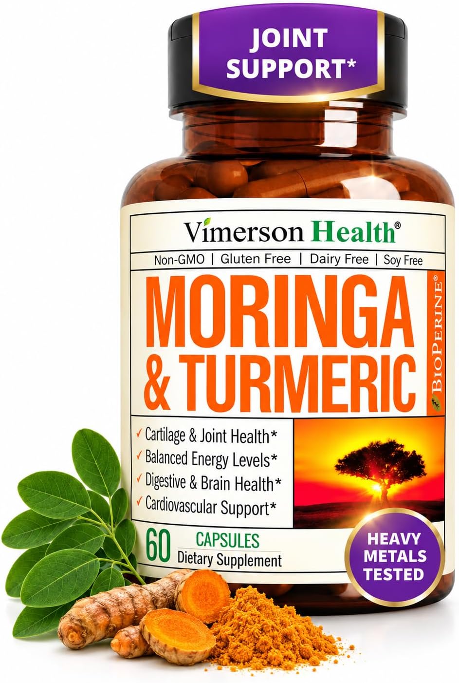 Moringa Capsules 4:1 Extract with Organic Turmeric & BioPerine 60 Capsules