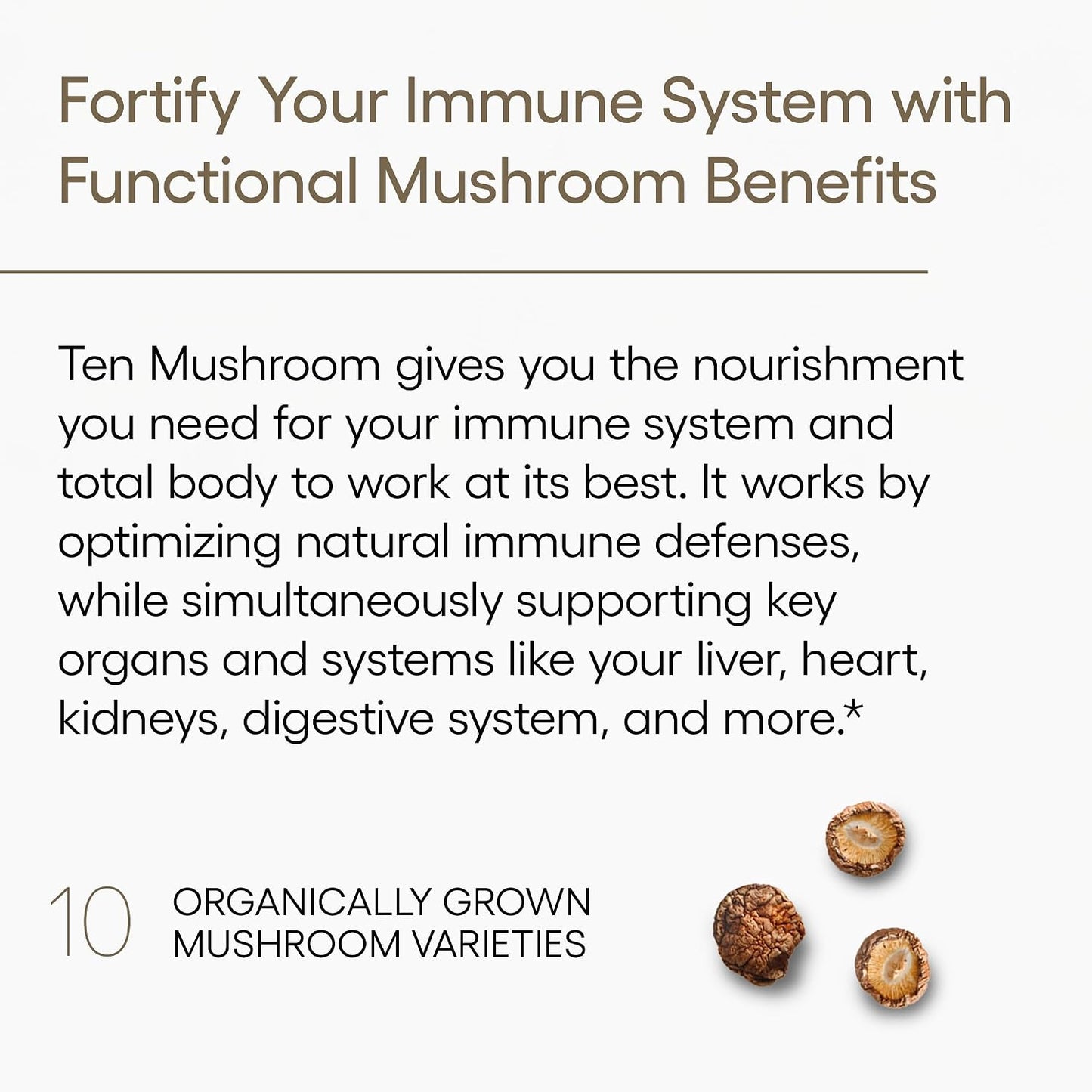 EcoNugenics Ten Mushroom Supplement: Daily Immune Support, 120 Capsules – Lion’s Mane, Reishi, Cordyceps, Turkey Tail – Energy, Gut Health, Liver, Kidney, Cholesterol & Nootropic Brain Support