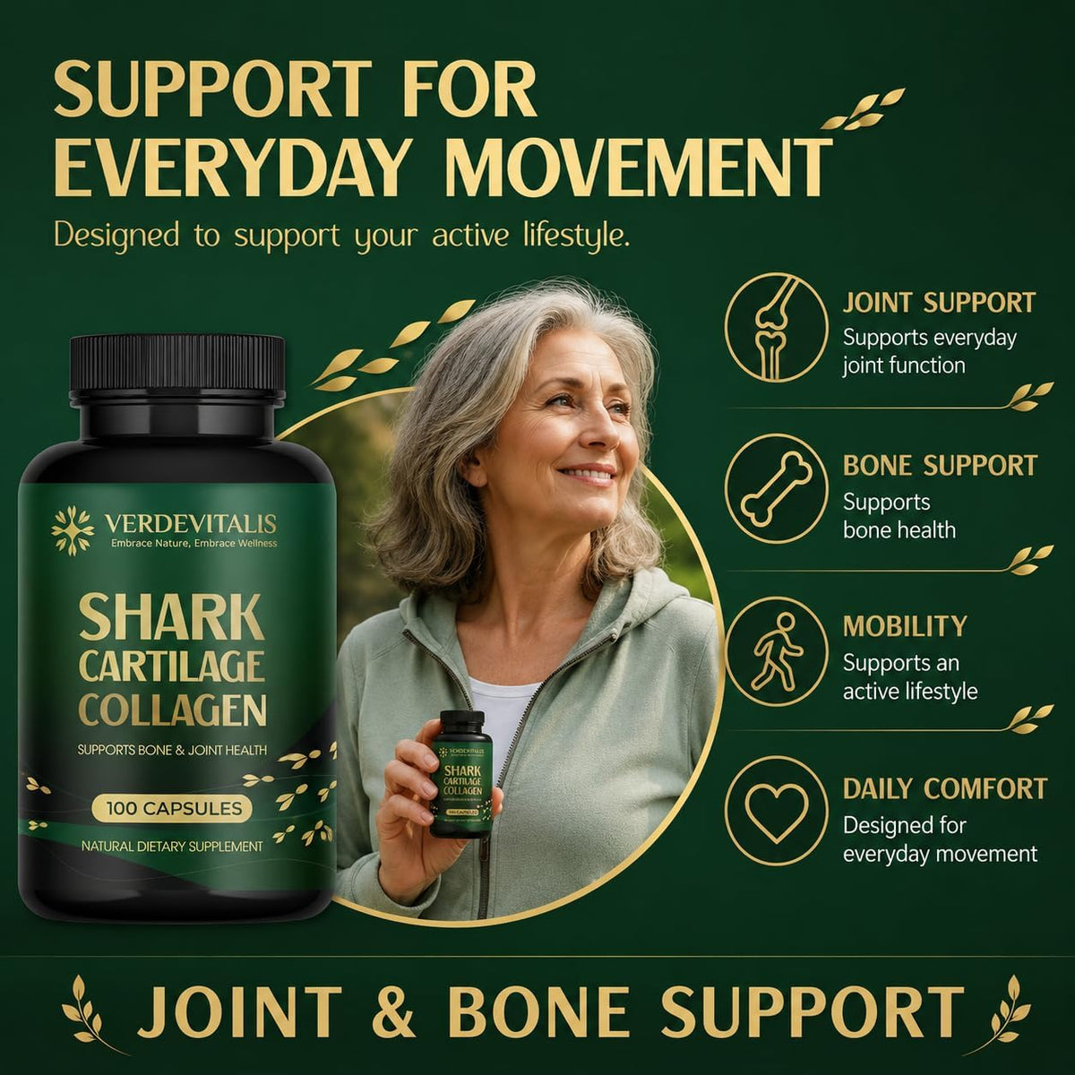 Cartilage Capsules 500mg Supplement for Joint & Bone Support, 100 Capsules